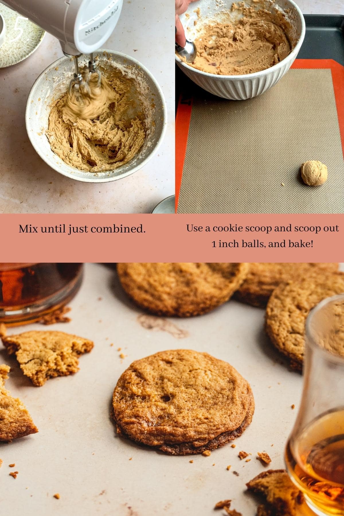 Collage showing how to make the cookies
