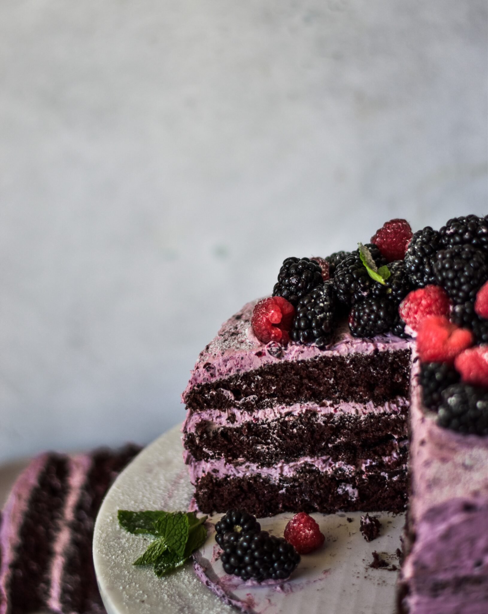 Bourbon Chocolate Cake with Blackberry Buttercream - The G & M Kitchen