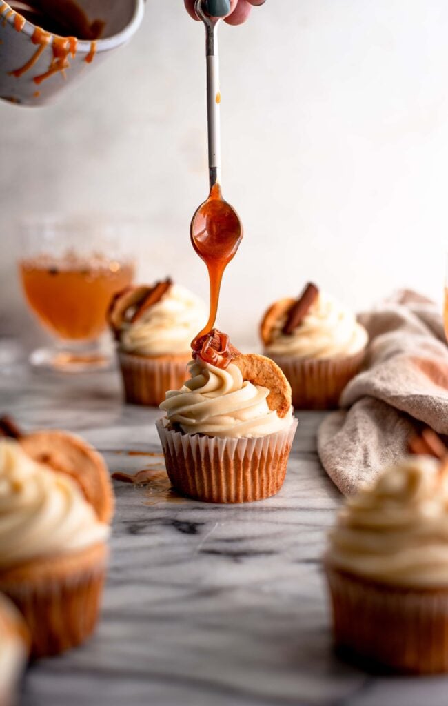 Apple cider cupcakes with bourbon icing