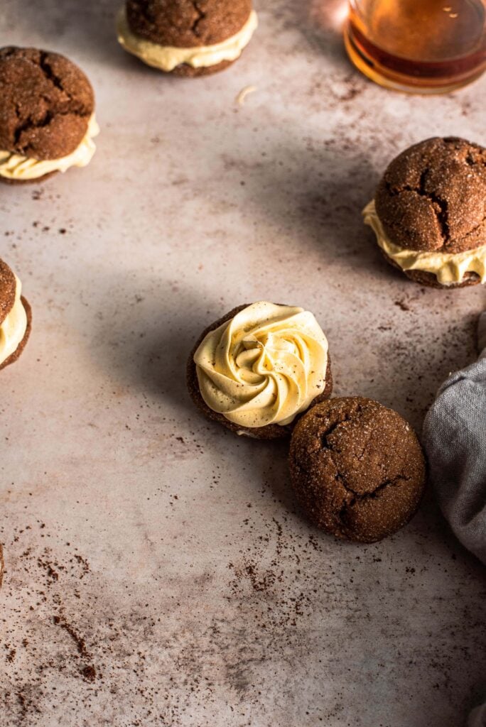 Molasses Cookies with Bourbon French Buttercream