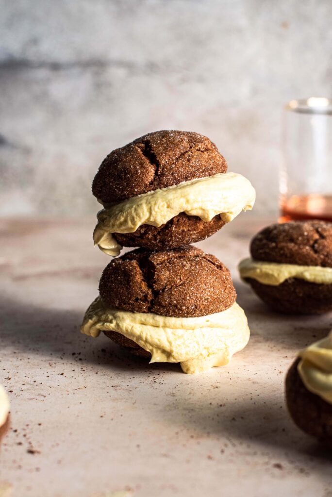 Molasses Cookies with Bourbon French Buttercream
