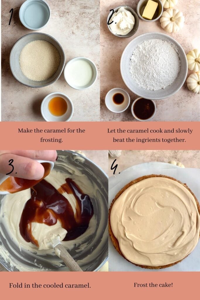 collage of how to make the frosting,