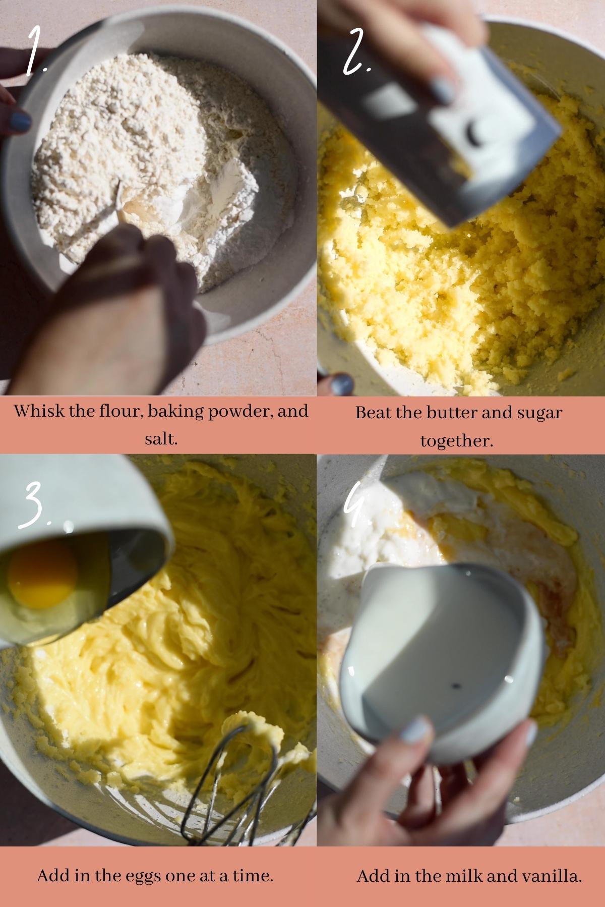 Collage showing how to make the cupcakes1.