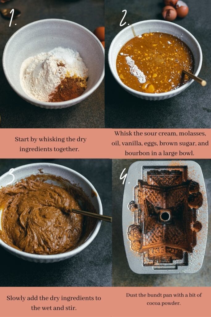 collage showing how to make the cake batter