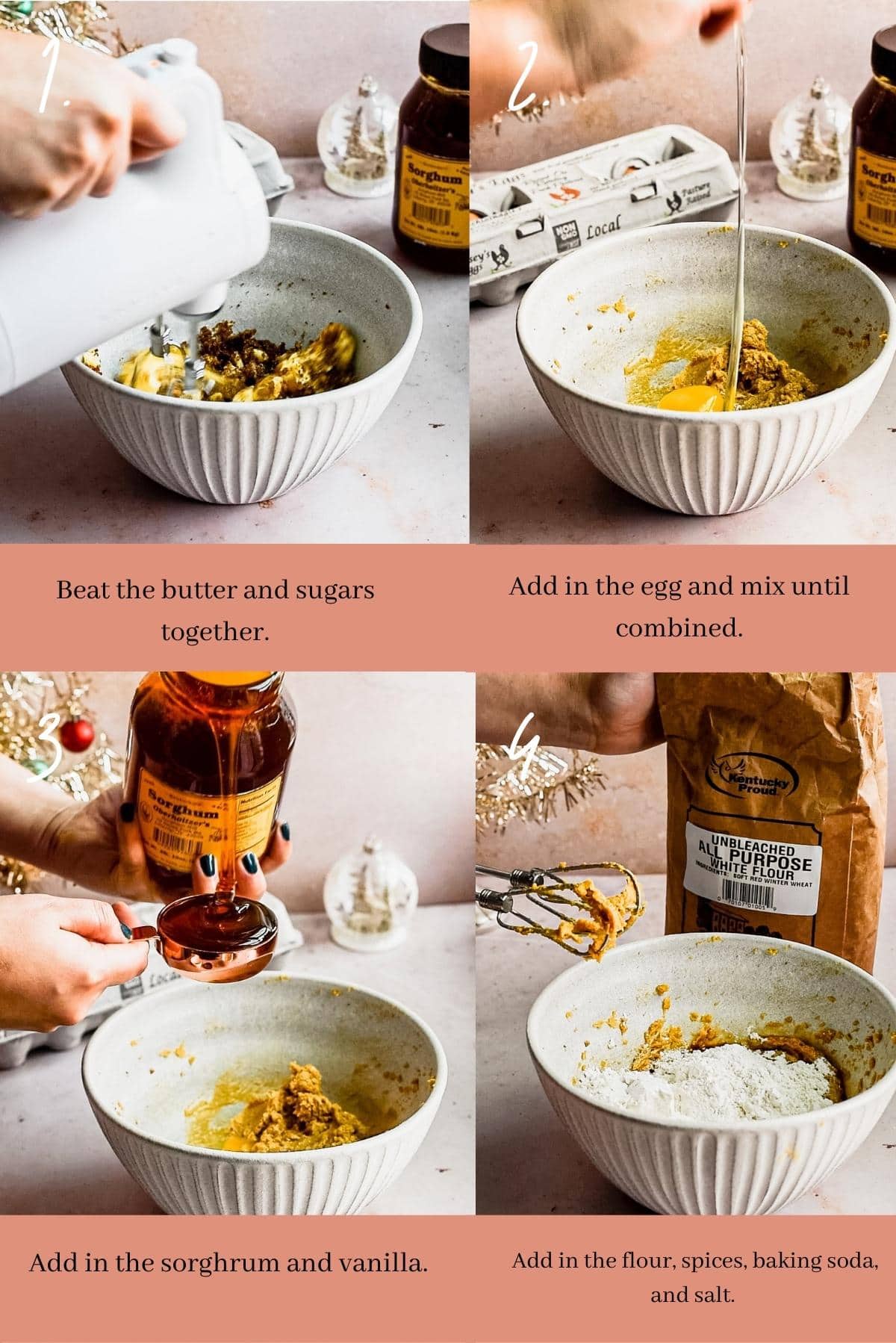collage showing how to make sorghum cookies