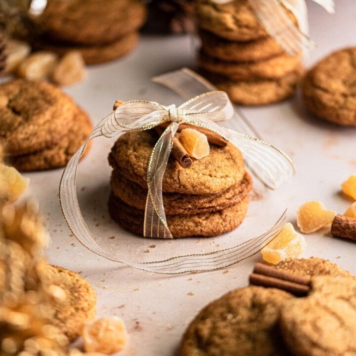 Sorghum cookies wrapped up in gold ribbon