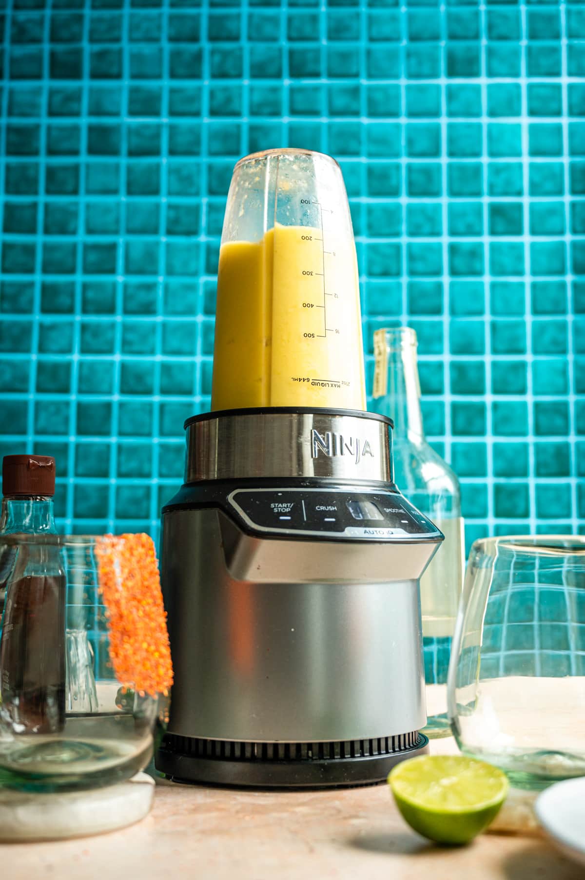 Blend the ingredients until smooth in a blender.